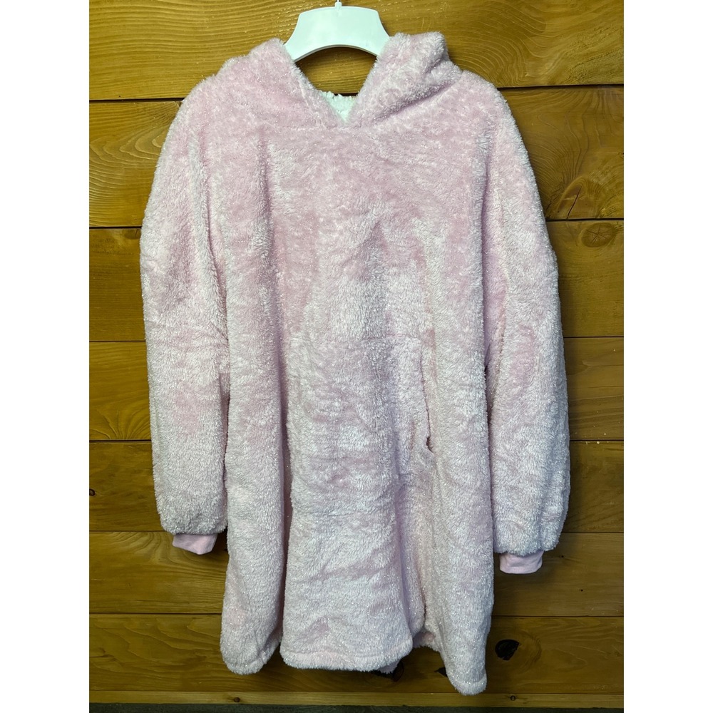 True by Rue21 Pink Fuzzy Glitter Oversized Hoodie Blanket‎ OS Warm Cozy Lounge